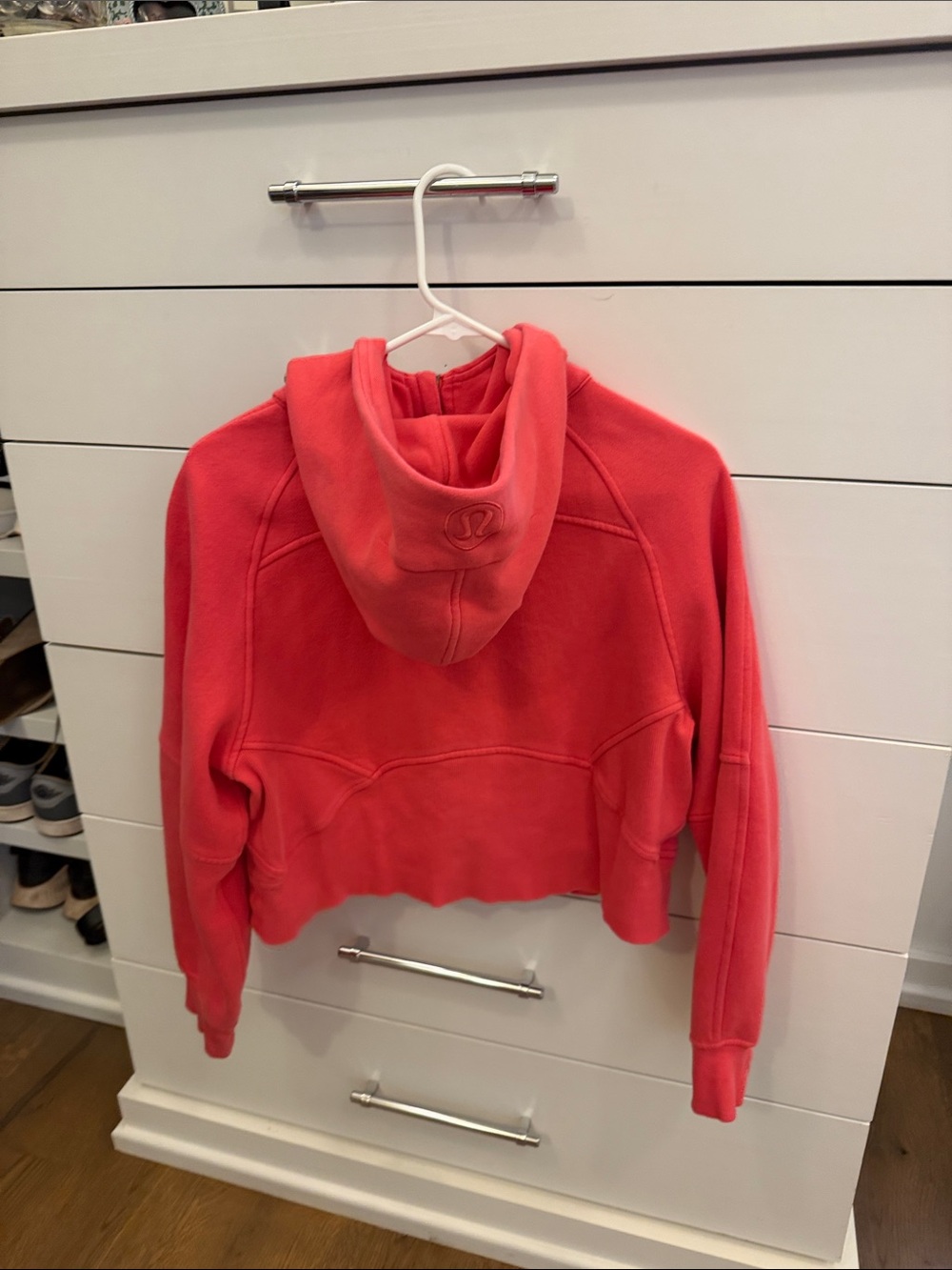 lululemon athletica cropped scuba full zip Coral Pink Hooded Zip Jacket - Picture 2 of 4